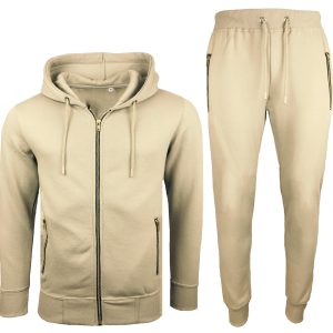 Mens Gold Zip Beige Suit-0