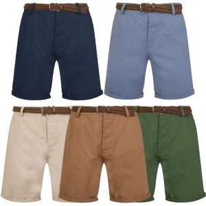 Mens Belted Chino Shorts-0