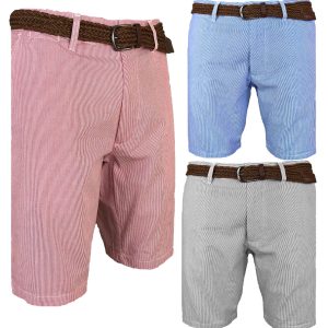 Mens Belted Stripe Shorts-0